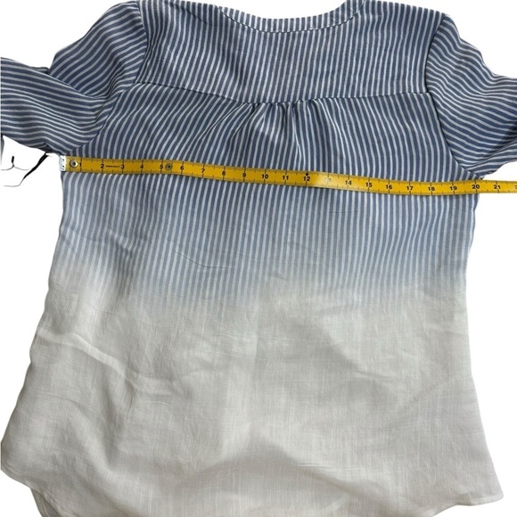 Fyve Women’s Striped Ombre Button Up Roll Tab Sleeves Blue White Size med - Picture 4 of 6